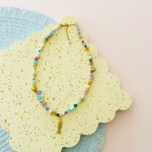 Fish Charm Beaded Necklace