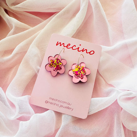 Confetti Bloom Earrings - Pink