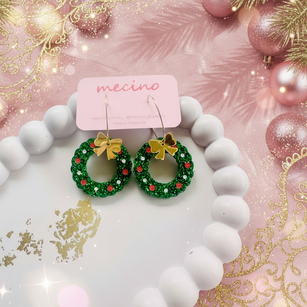 Christmas Wreath Hoops - Green
