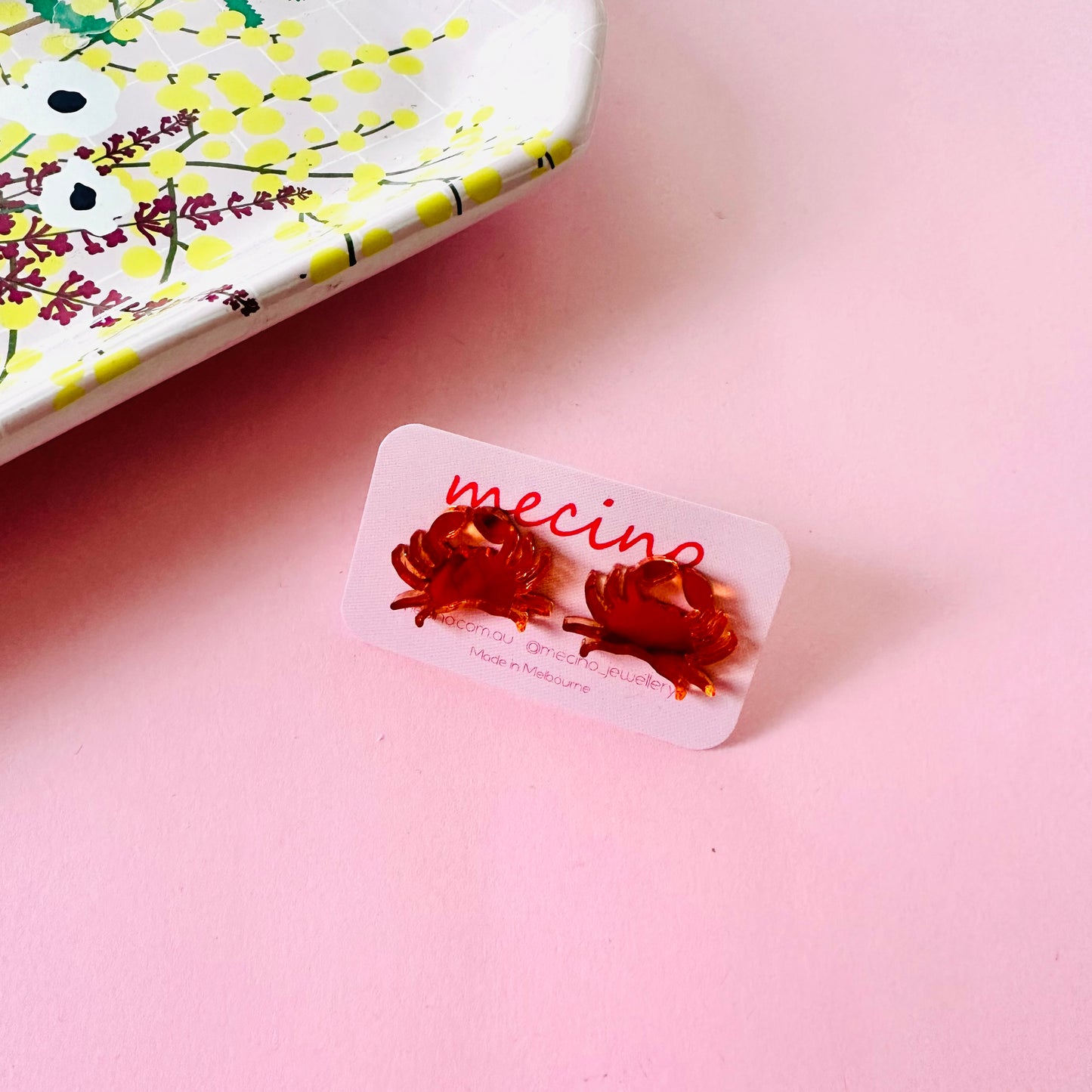 Crab Studs - Mirrored Orange