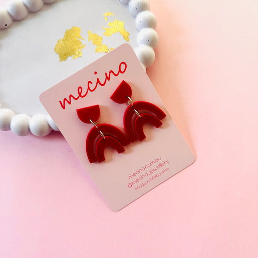 Double Arch Dangles - Raspberry