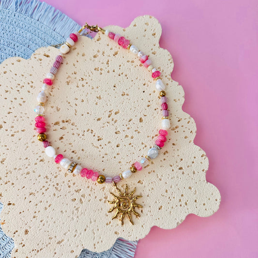 Sunlit Bloom Necklace - Pink Mix