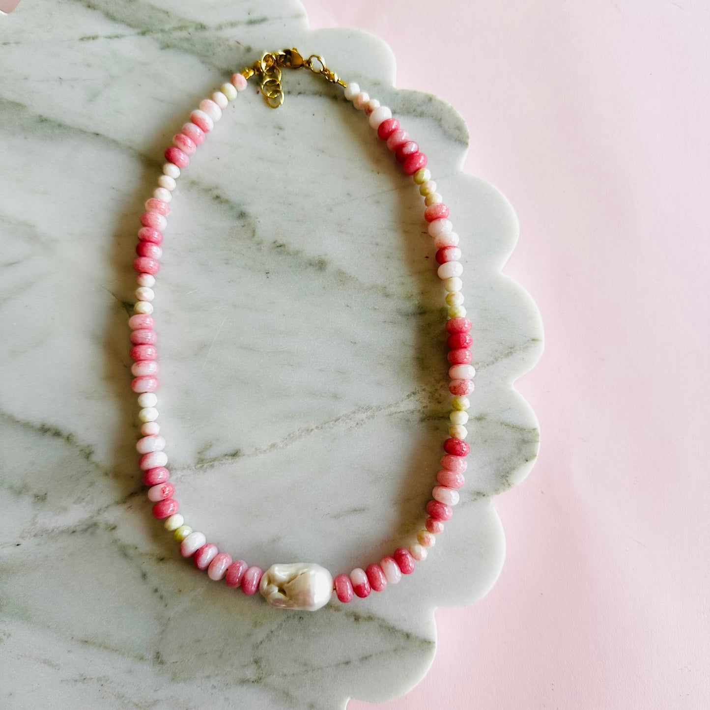 Rose Pearl Drop Necklace