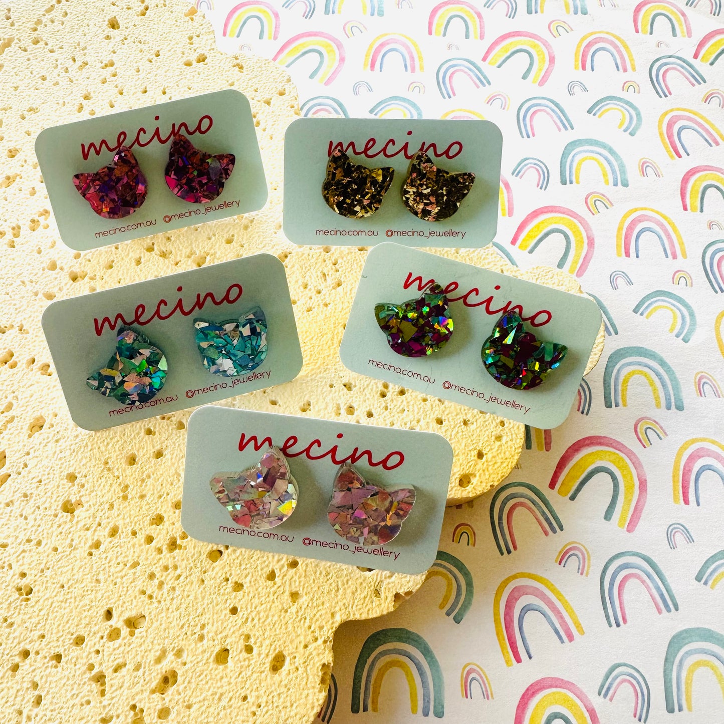 Cat Studs - Glitter Mix