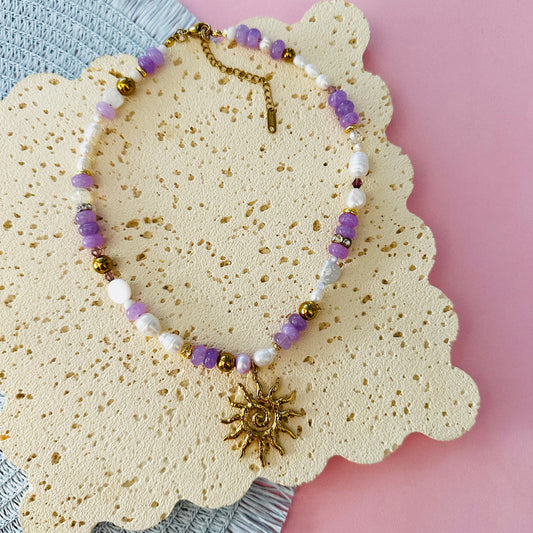 Sunlit Bloom Necklace - Purple Mix