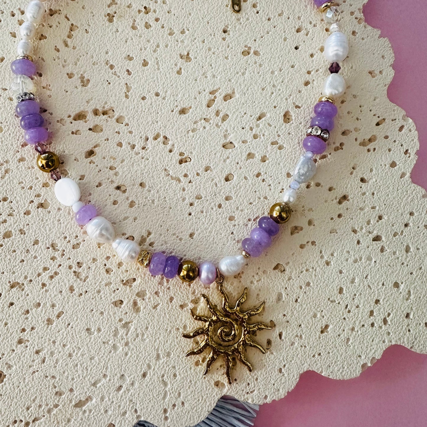 Sunlit Bloom Necklace - Purple Mix