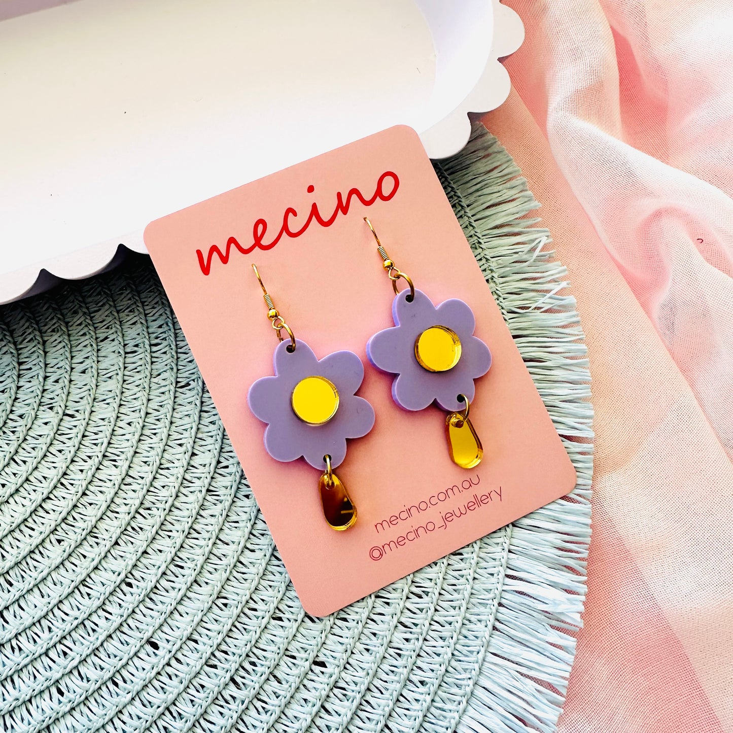 Madeleine Flower Dangles - Violet