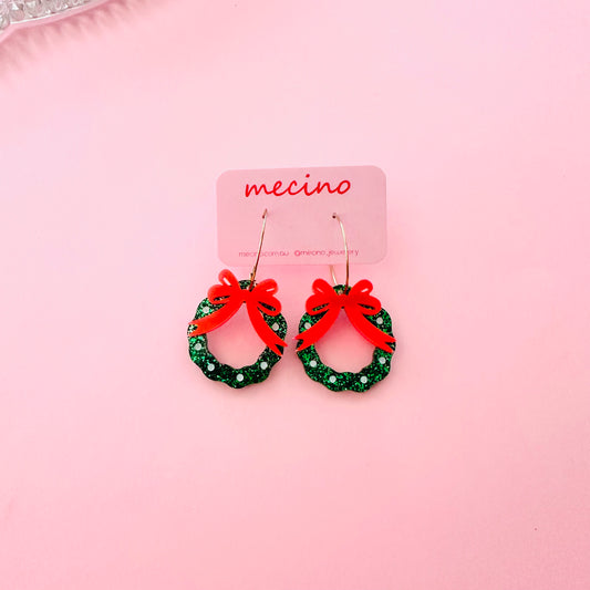 Christmas Bow Wreath Hoops