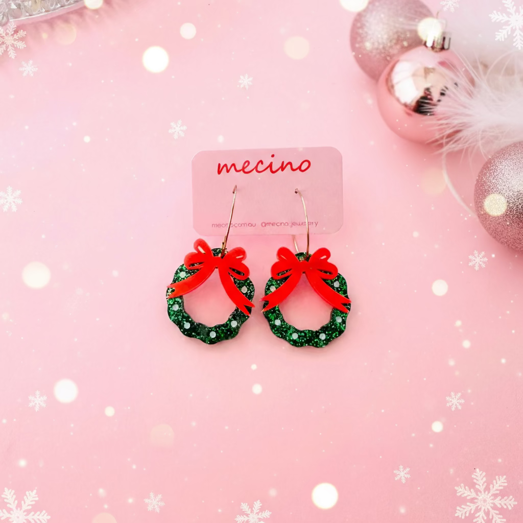 Christmas Bow Wreath Hoops