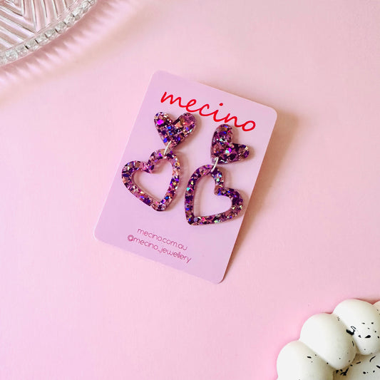 Sparkly Pink / Purple Sienna Hearts