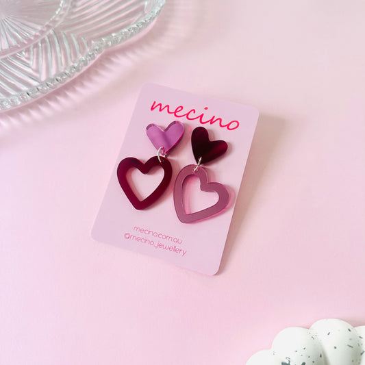 Pink / Red Mirrored Sienna Hearts
