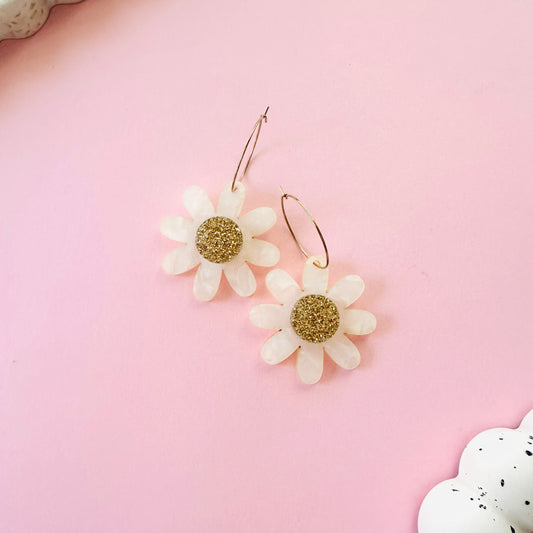 Golden Daisy Hoops