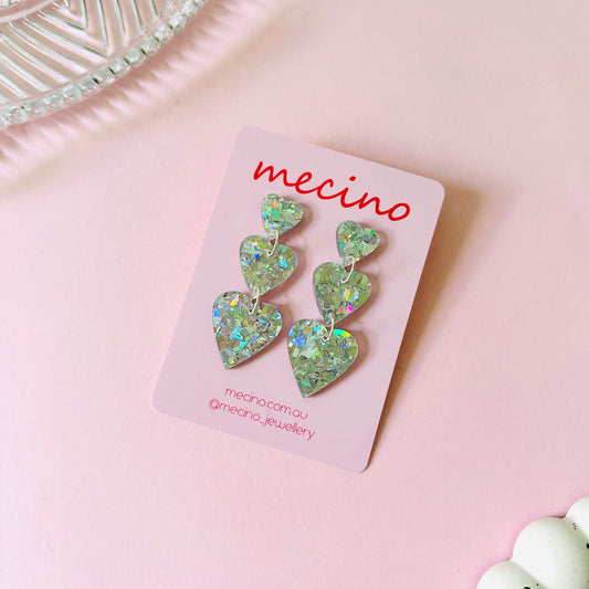 Glitter Pop Hearts - Silver