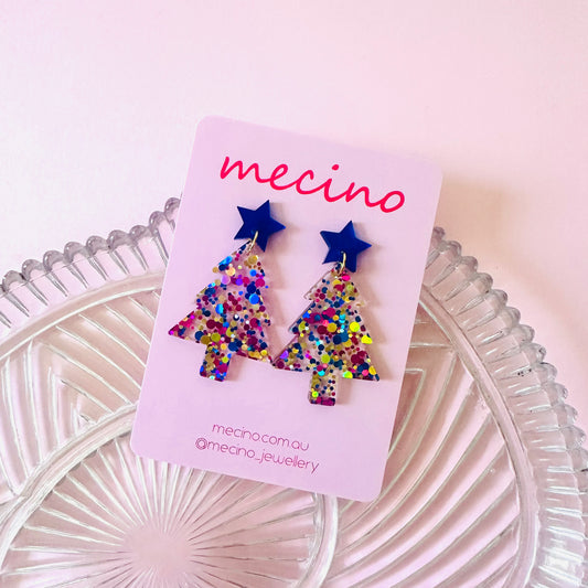 Sparkly Tree Drops - Blue Confetti Mix