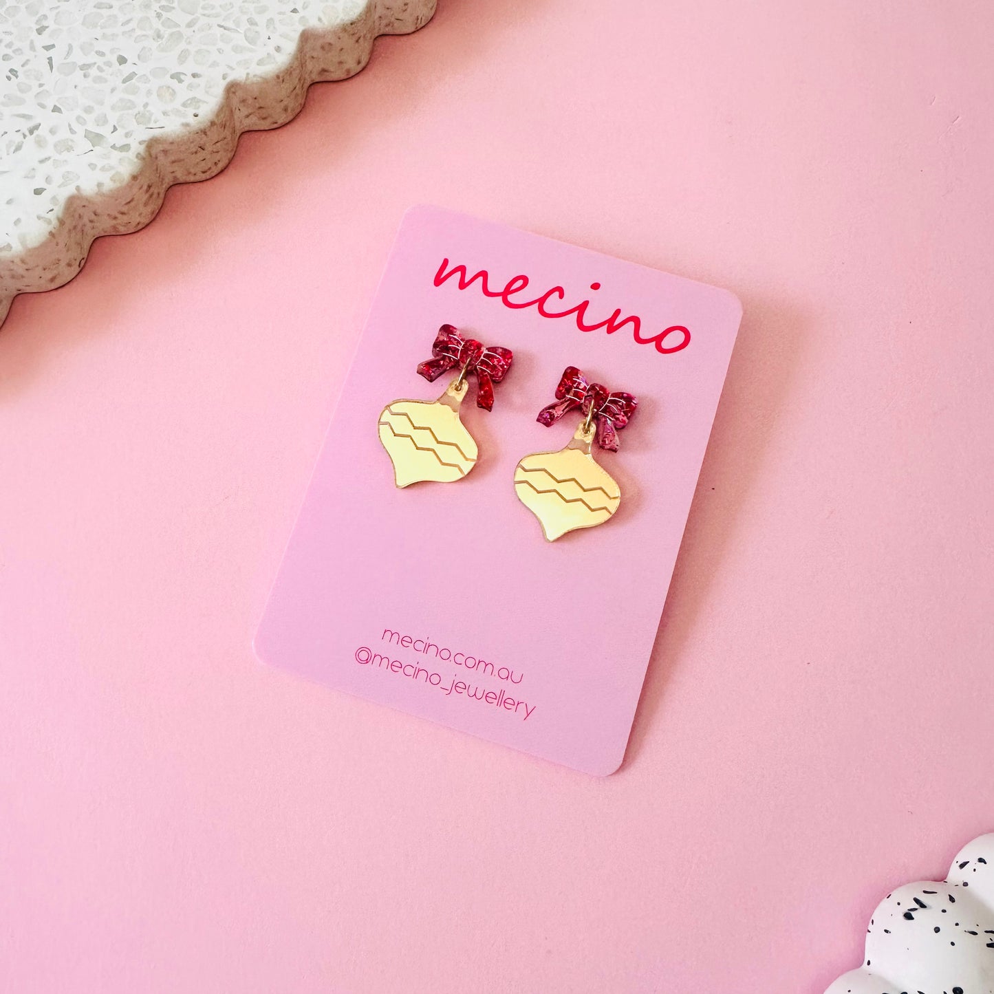Sweet Bow & Bauble Dangles - Gold