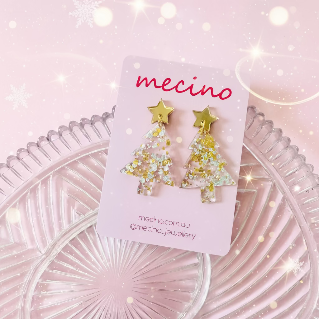 Sparkly Tree Drops - Gold