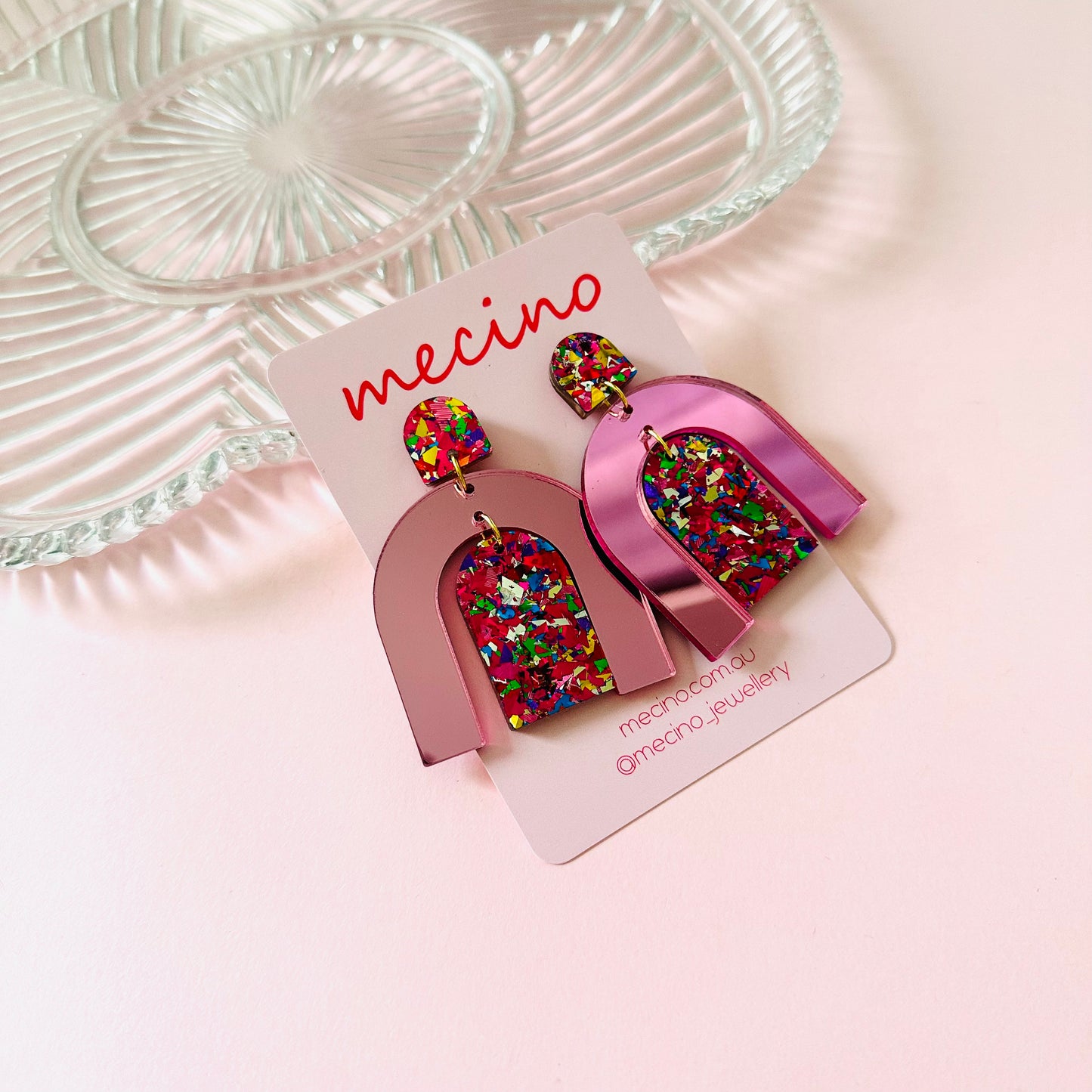 Statement Arch Dangles - Pink Mix - Large Size