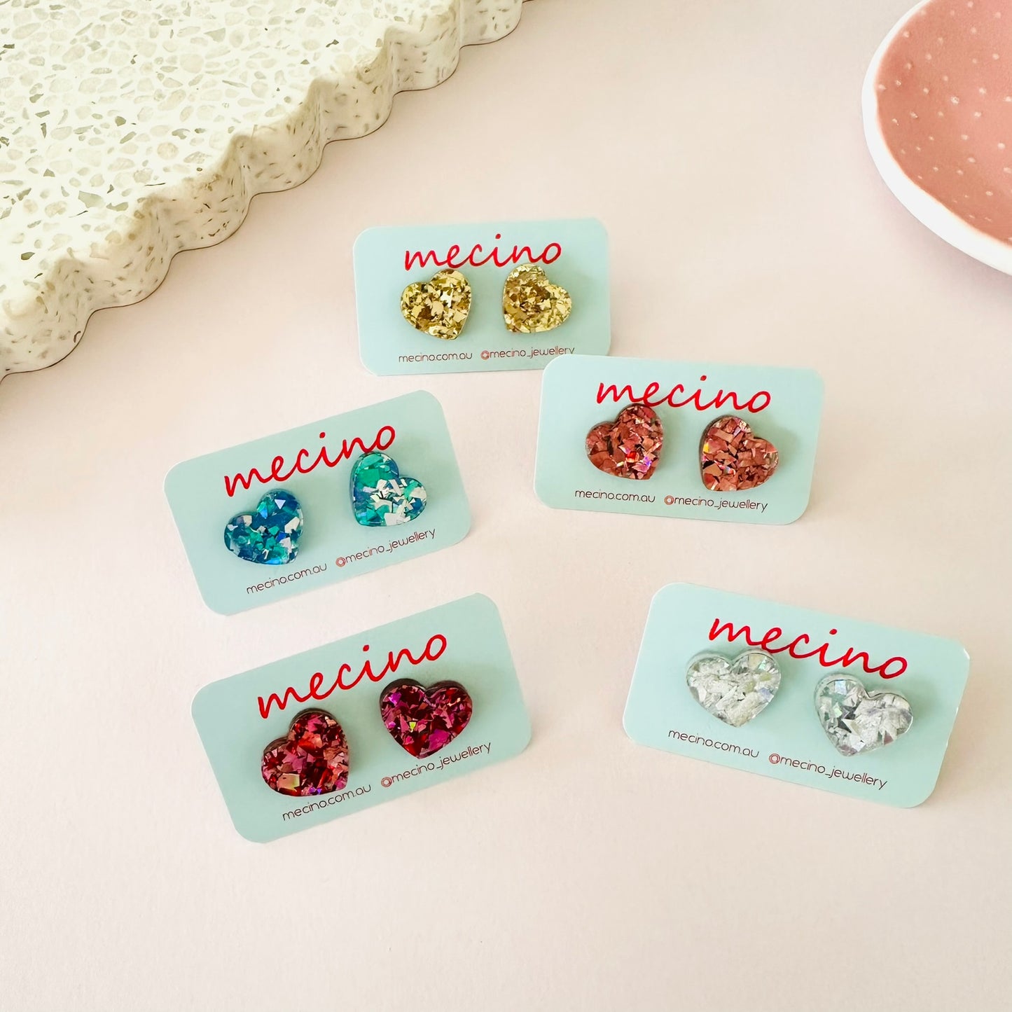 Sparkly Hearts - Studs