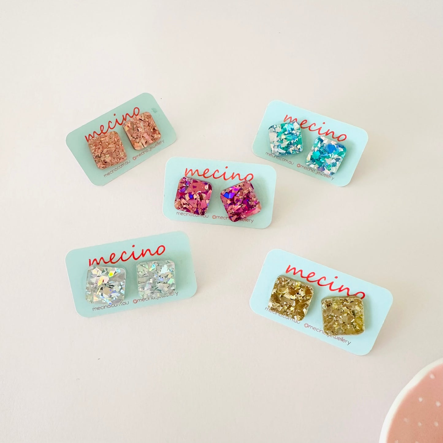 Square Studs - Glitter Mix