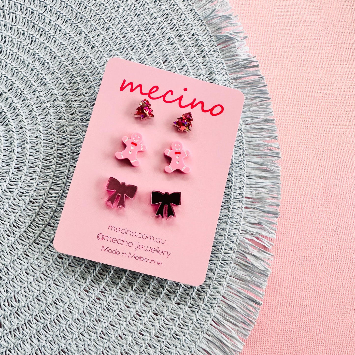 Christmas Gift Stud Set - Pink Mix