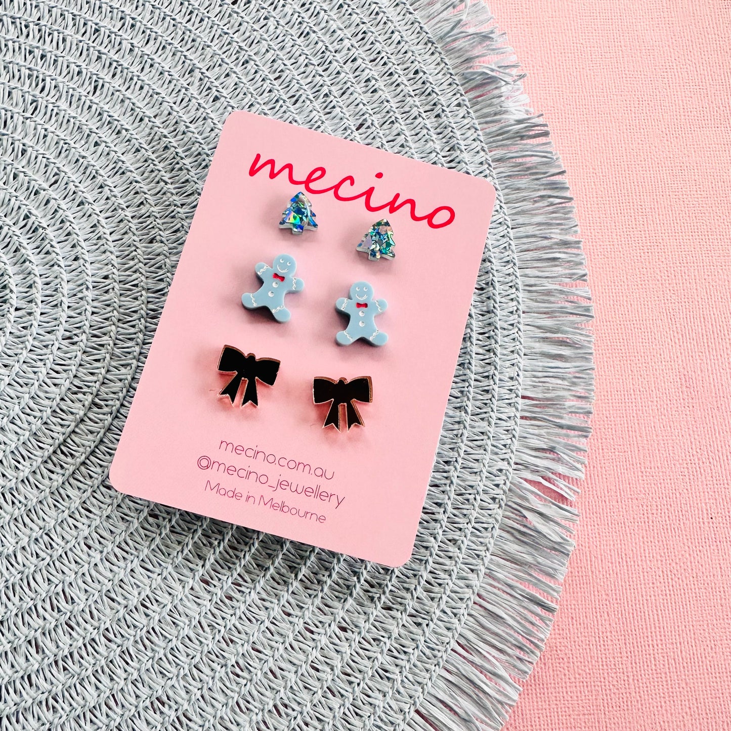 Christmas Gift Stud Set - Blue Mix