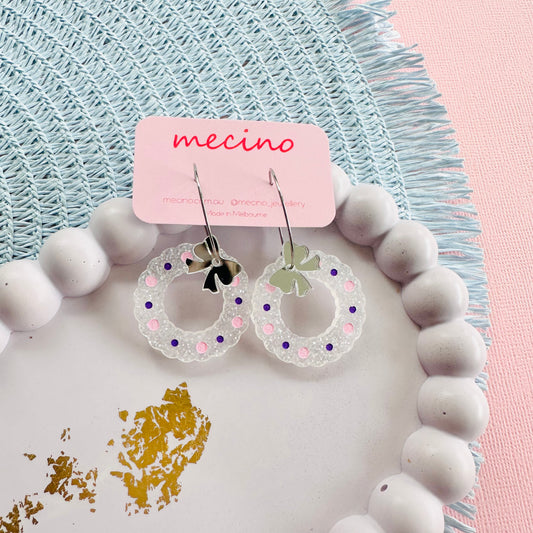 Christmas Wreath Hoops - Fairy Silver