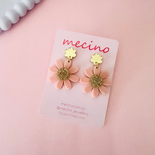 Daisy Drops - Salmon Pink / Gold