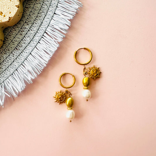 Sun Pearl Hoops