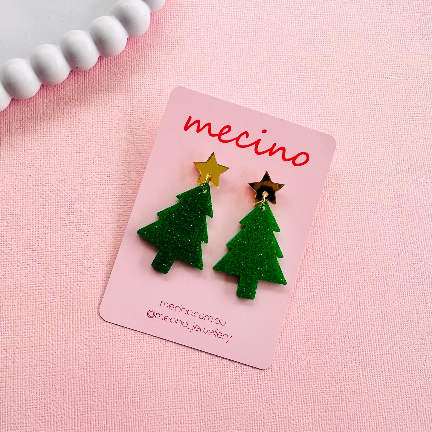 Sparkly Tree Drops  - Glitter Green