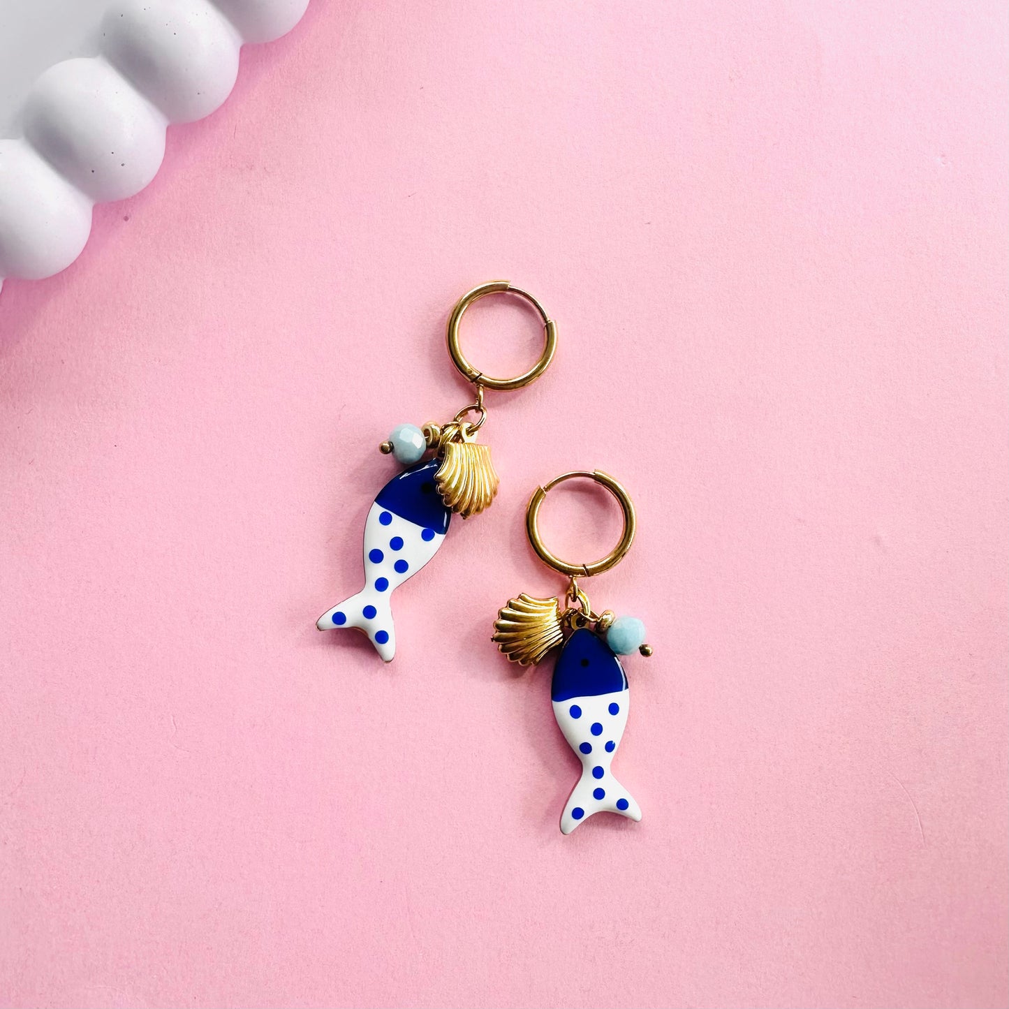 Polka Dot Fish Hoops and Charms