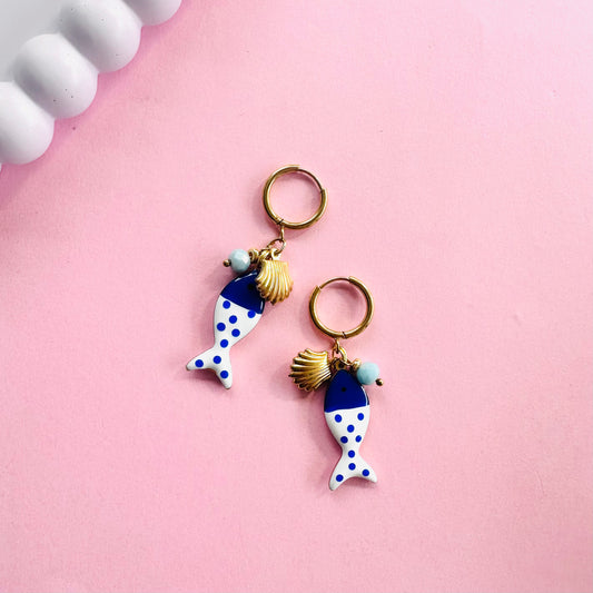 Polka Dot Fish Hoops and Charms