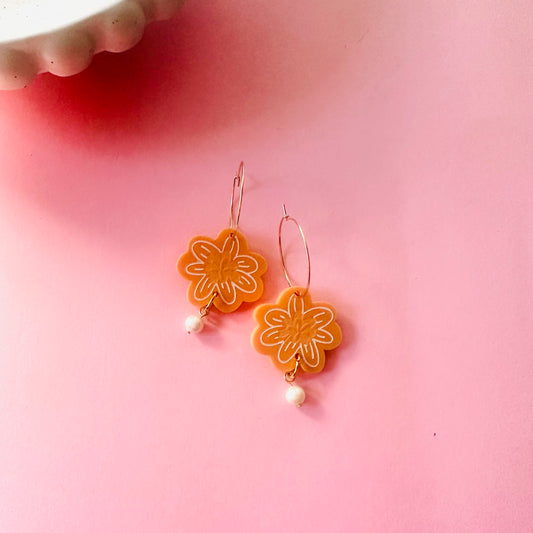 Isabella - Flower Pearl Drops - Orange
