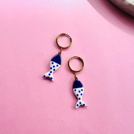 Spotty Fish Hoops - Blue