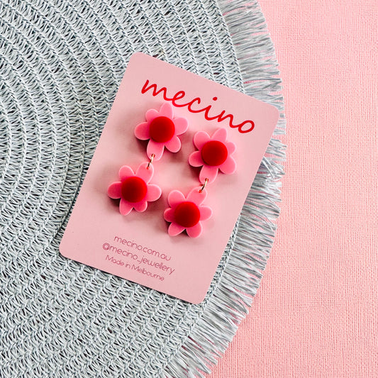 Cherry Blossom Dangles - Pink and Red