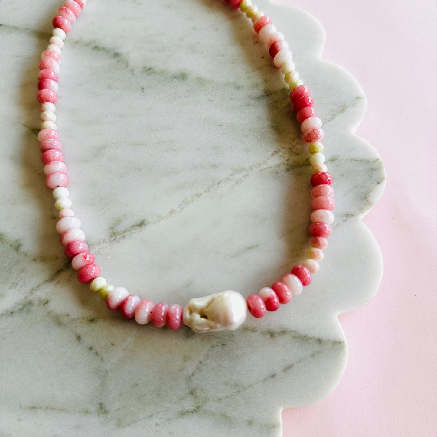 Rose Pearl Drop Necklace