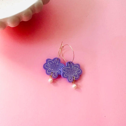 Isabella - Flower Pearl Drops - Violet