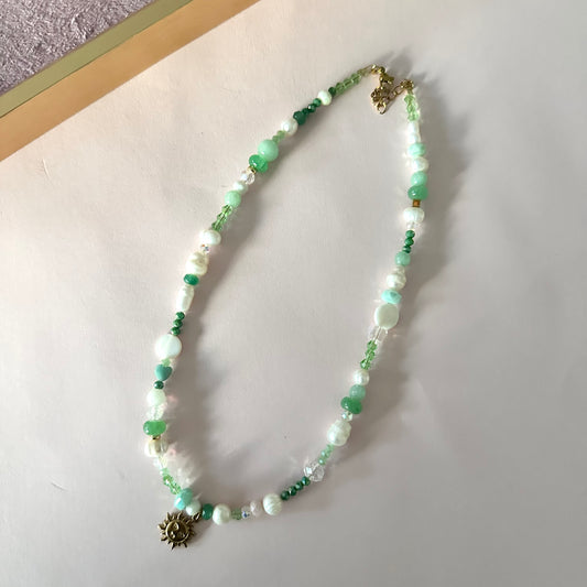Blush Sun Necklace - Green Mix