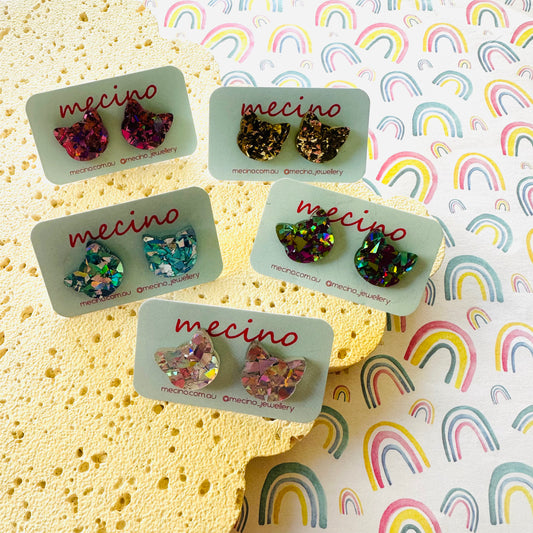 Cat Studs - Glitter Mix