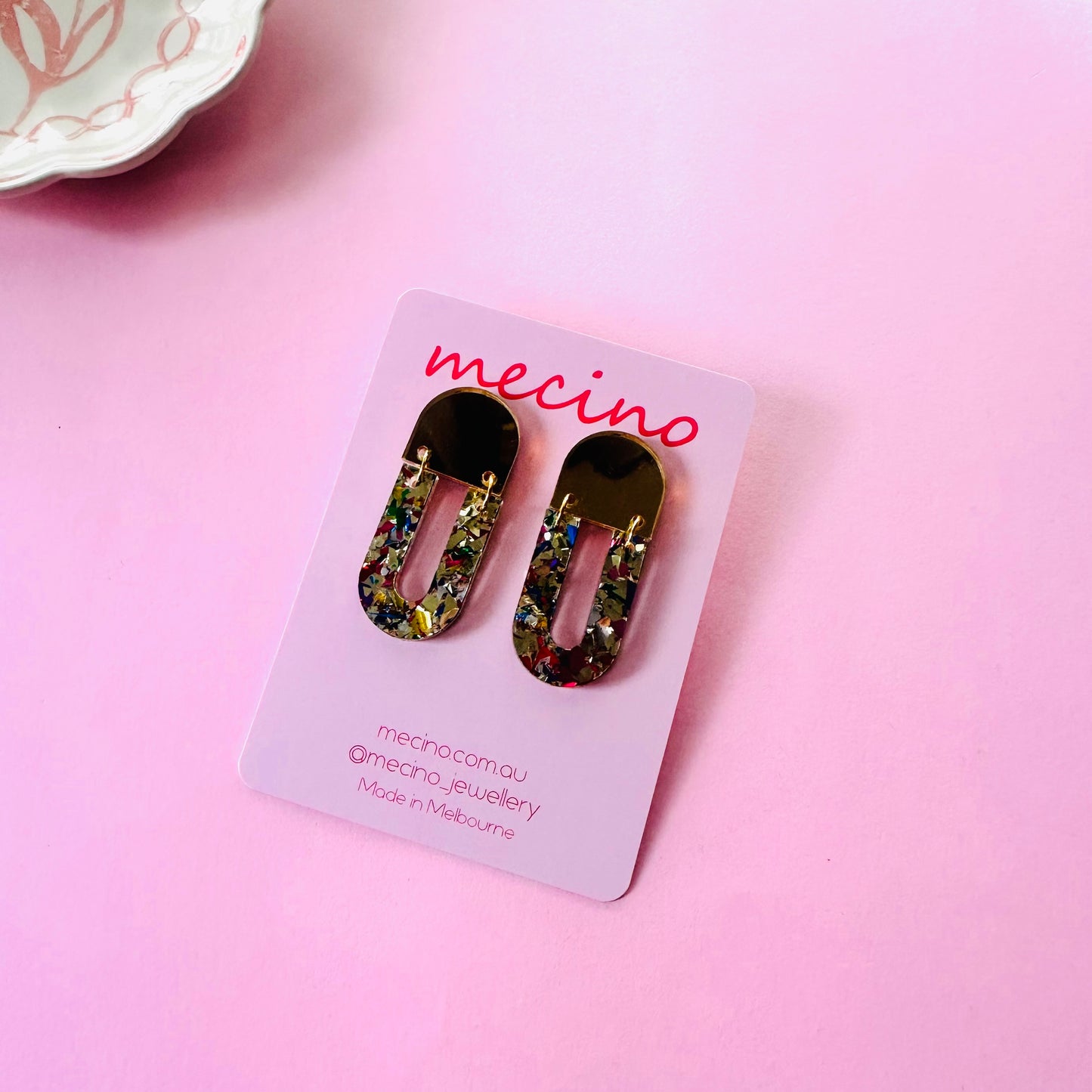 Gold Sparkle Arch Drops - Mirrored Gold
