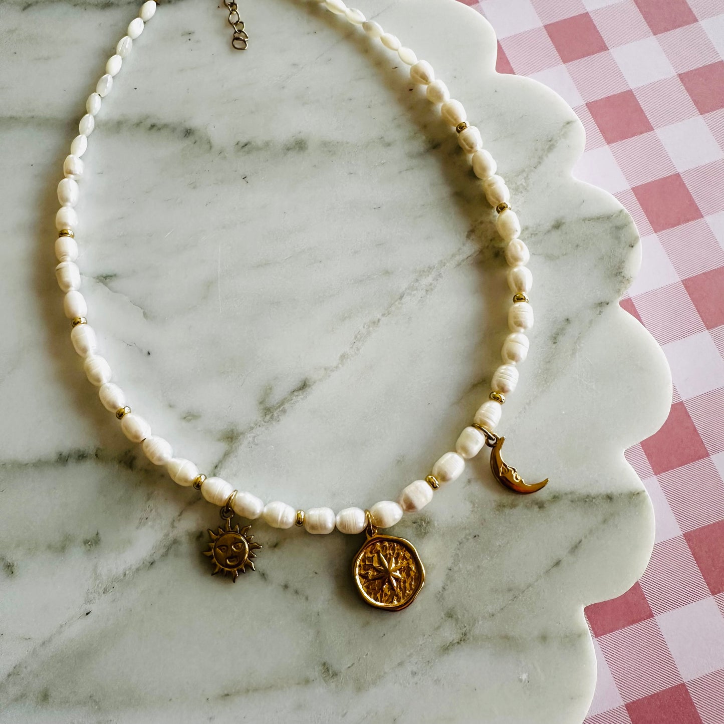Sun and Moon Pearl Necklace