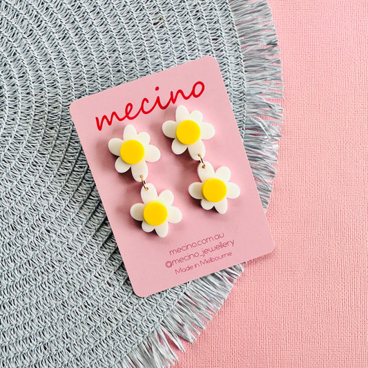 Blossom Dangles - White and Gold
