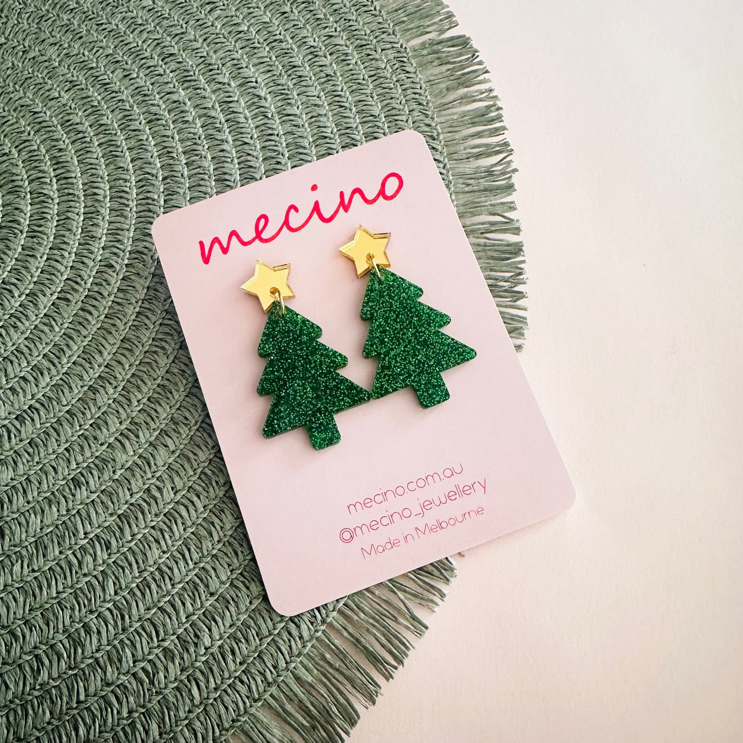 Sparkly Tree Drops  - Glitter Green