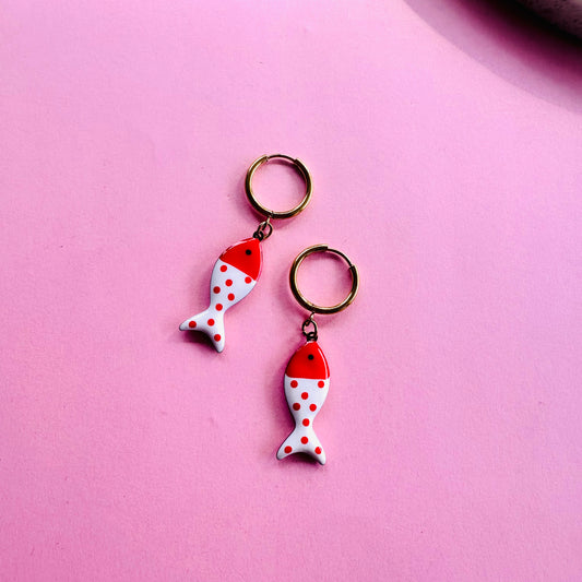 Spotty Fish Hoops - Red