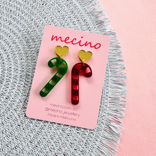 Candy Cane Hearts - Red and Green
