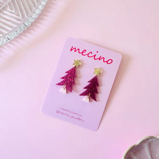 Forest Christmas Tree Drops - Pink