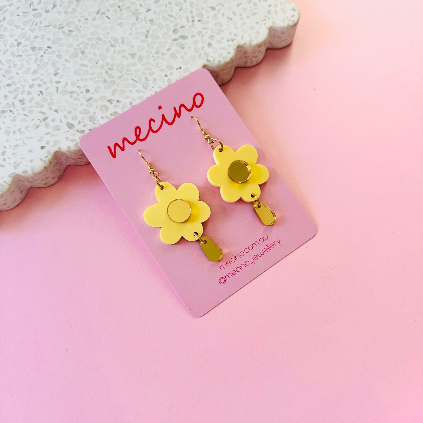 Madeleine Flower Dangles - Yellow