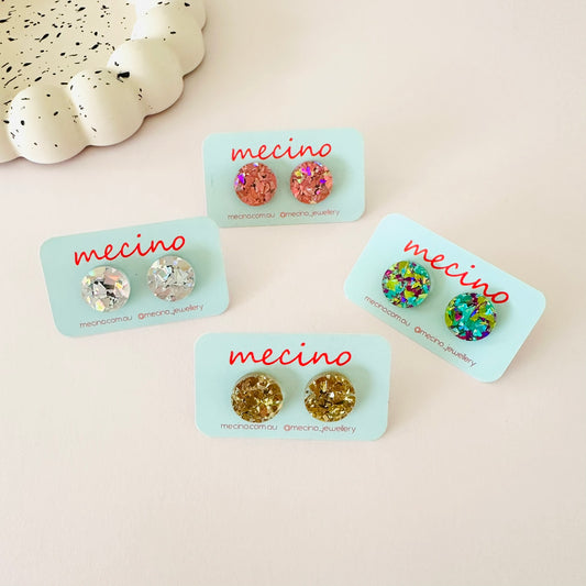 Circle Studs - Glitter Mix